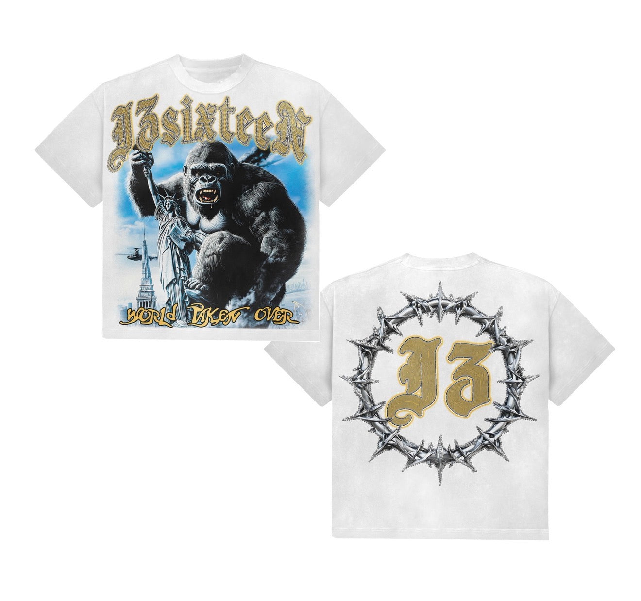 White KingKong -Rhinestone J3sixteen Tee
